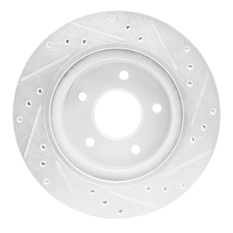 R1 87-89 Nissan 300ZX Turbo Rear Left Drilled & Slotted Silver Brake Rotor