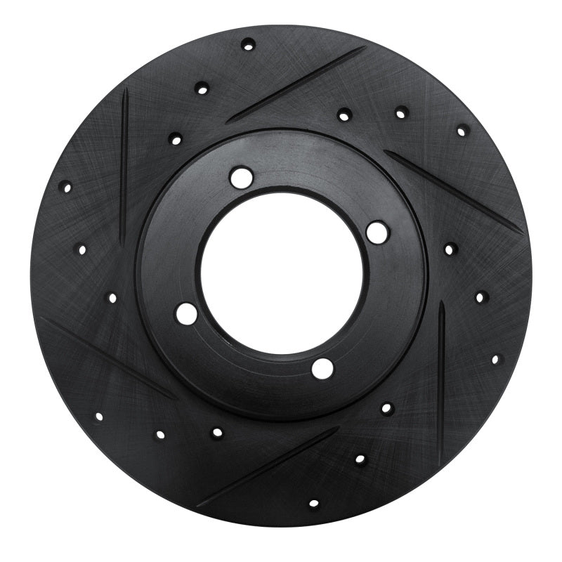 R1 70-73 Nissan 240Z Front Left Drilled & Slotted Black Brake Rotor
