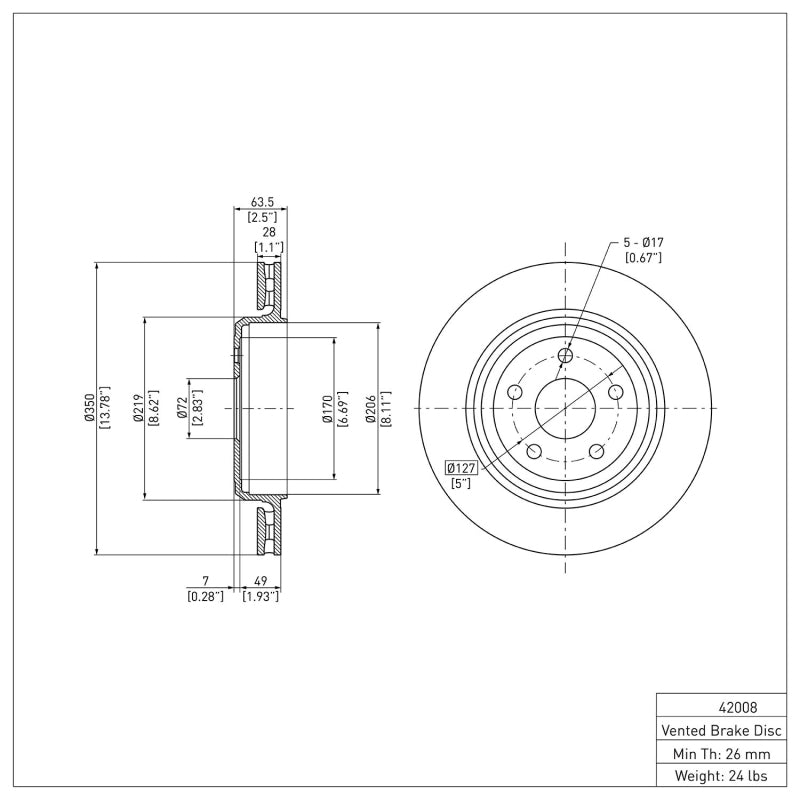 R1 12-25 Dodge Durango Rear Brake Rotor