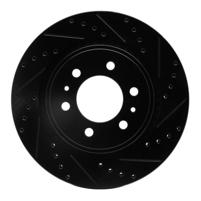R1 21-22 Chevrolet Colorado Rear Right Drilled & Slotted Black Brake Rotor