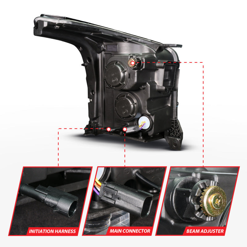 ANZO 15-20 GMC Yukon (Incl XL - Factory Halogen Models) Full LED Proj Headlights Black - Pass. Side