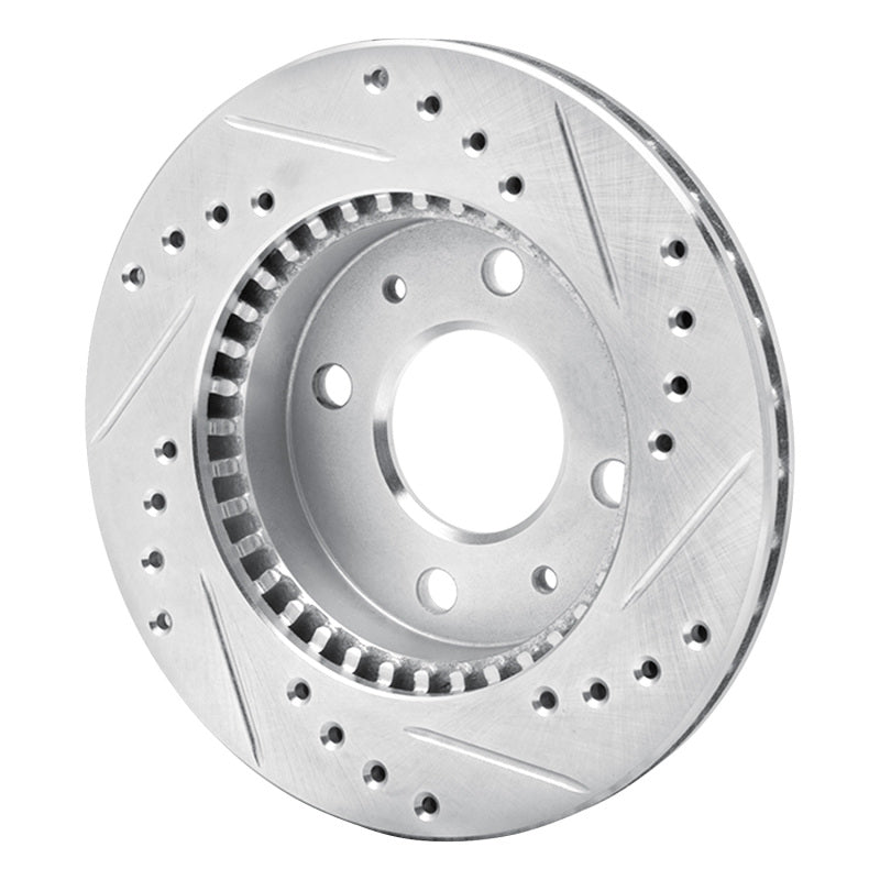 R1 95-00 Nissan Lucino (Mexico) Front Left Drilled & Slotted Silver Brake Rotor