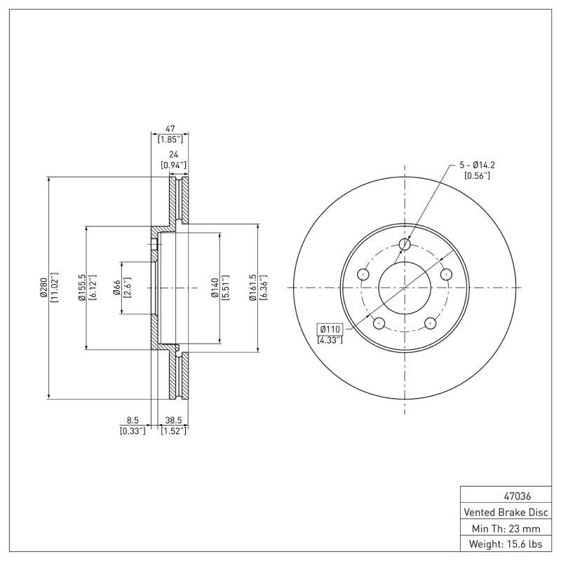 R1 07-10 Chevrolet Cobalt Front Brake Rotor