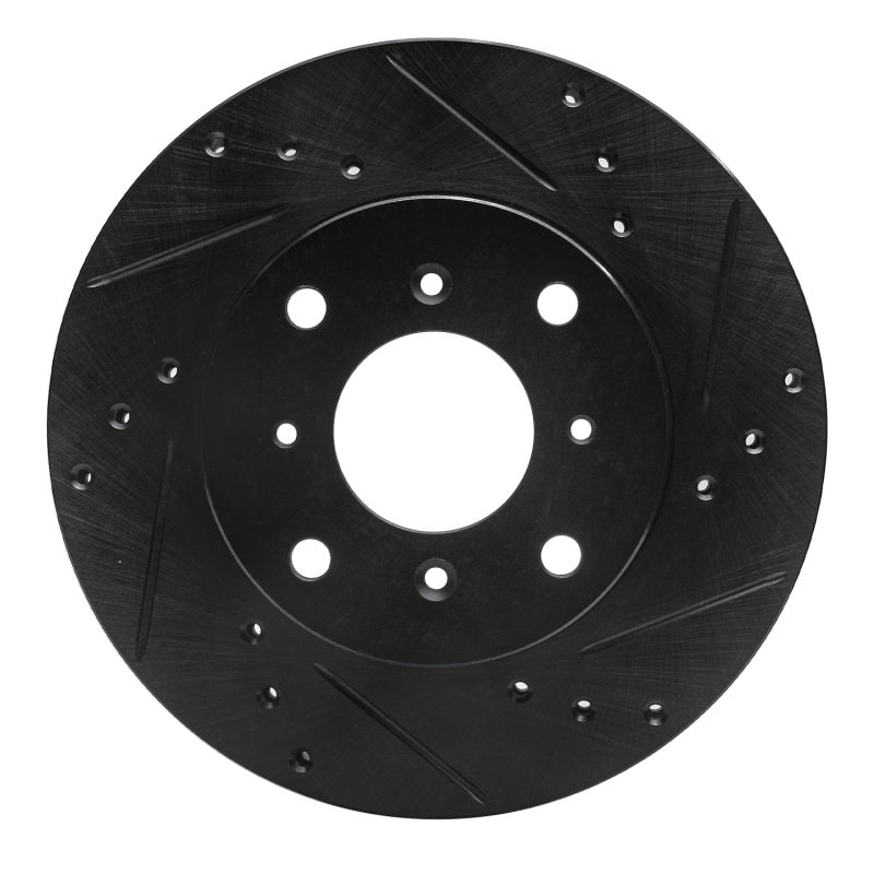 R1 92-96 Honda Prelude Front Right Drilled & Slotted Black Brake Rotor