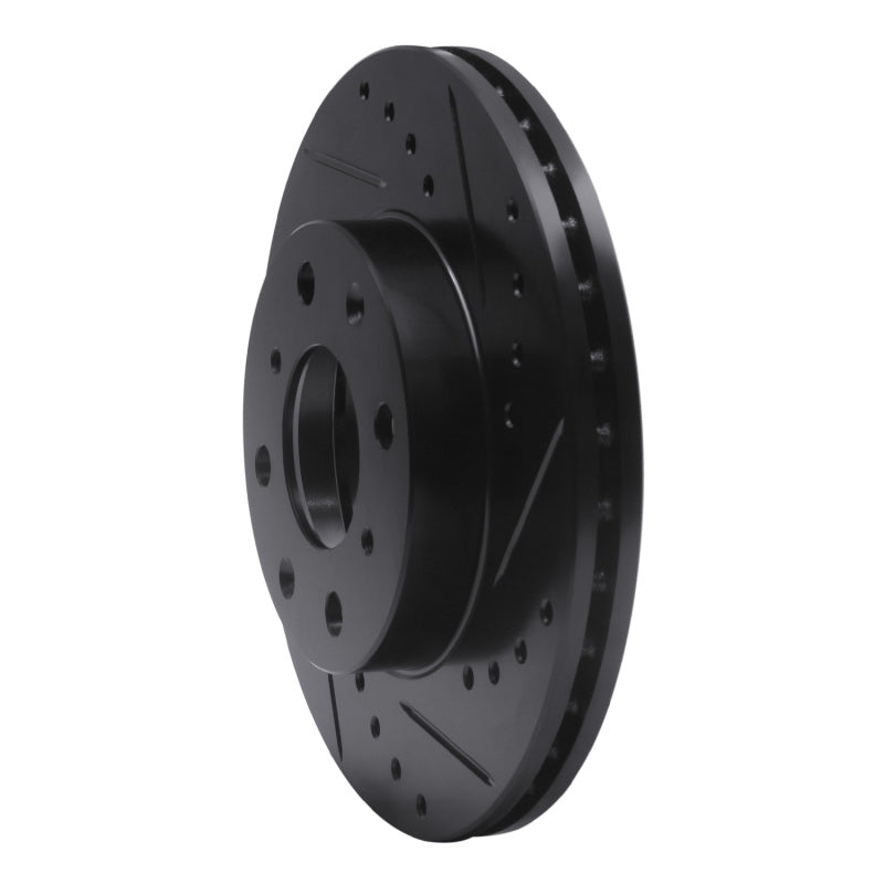 R1 90-00 Honda Civic Hatchback Front Right Drilled & Slotted Black Brake Rotor