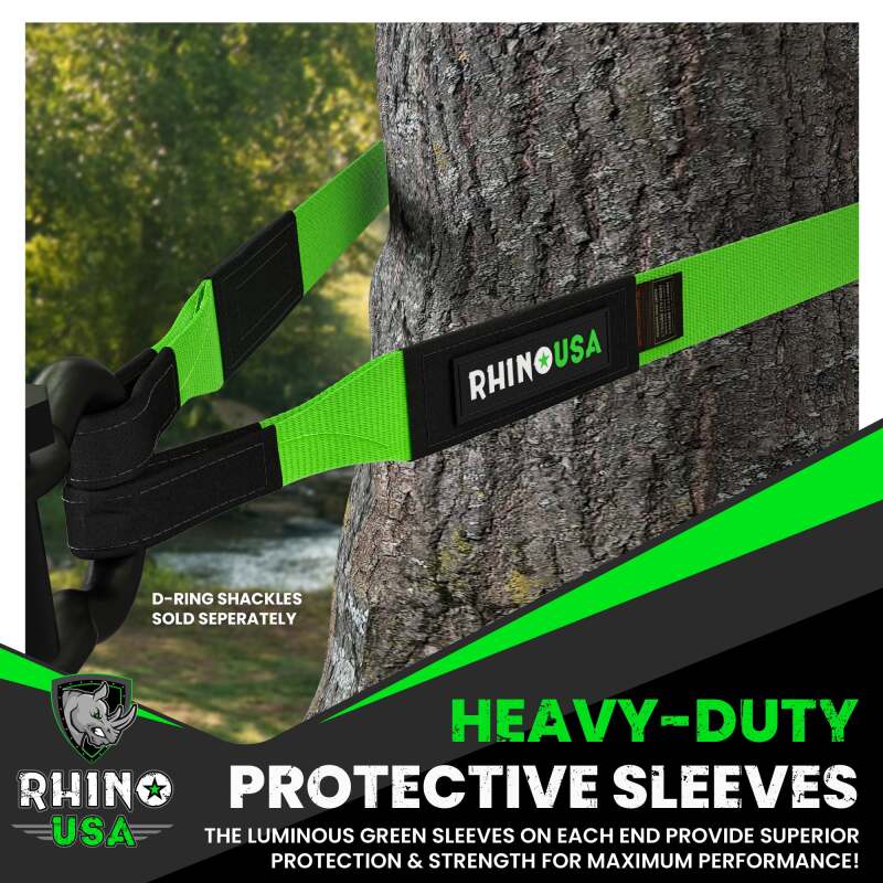 Rhino USA Recovery Tow Strap 3Inx30Ft (Green)