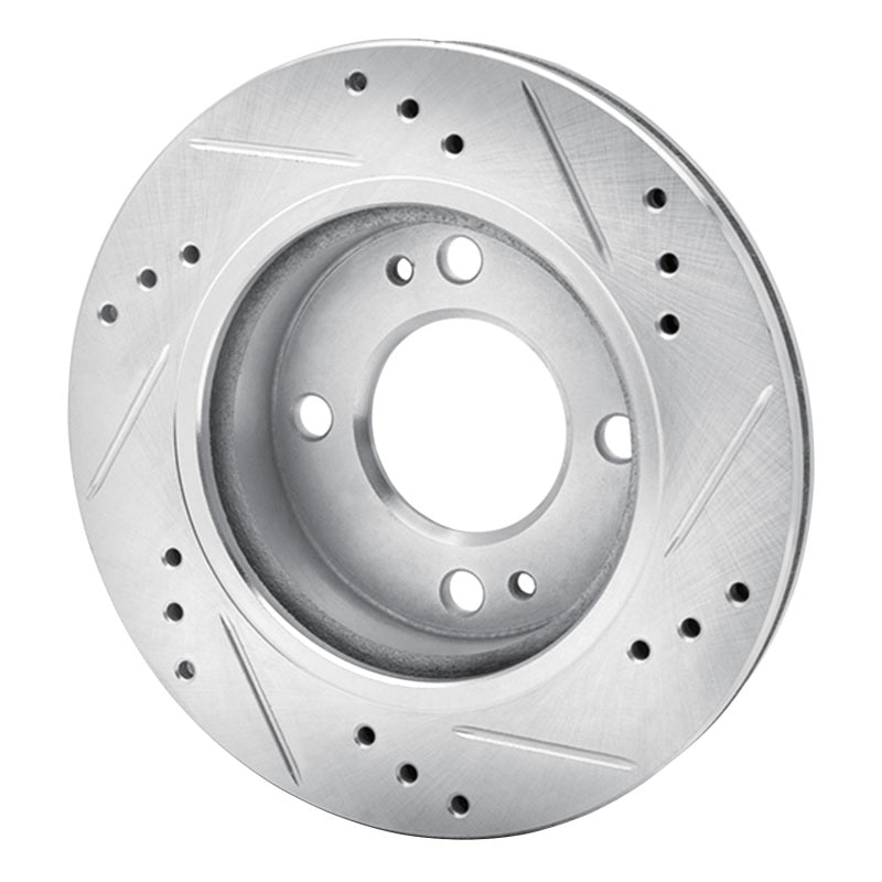 DFC 14-15 Mitsubishi Mirage Front Left Drilled & Slotted Silver Brake Rotor