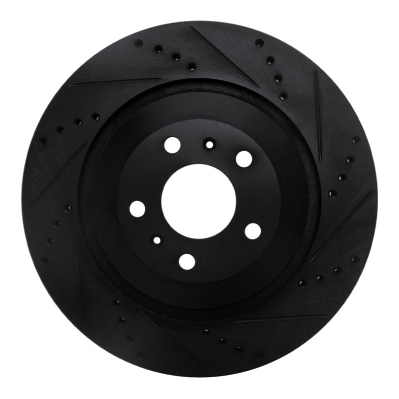 R1 04-18 Audi A8 Rear Right Drilled & Slotted Black Brake Rotor
