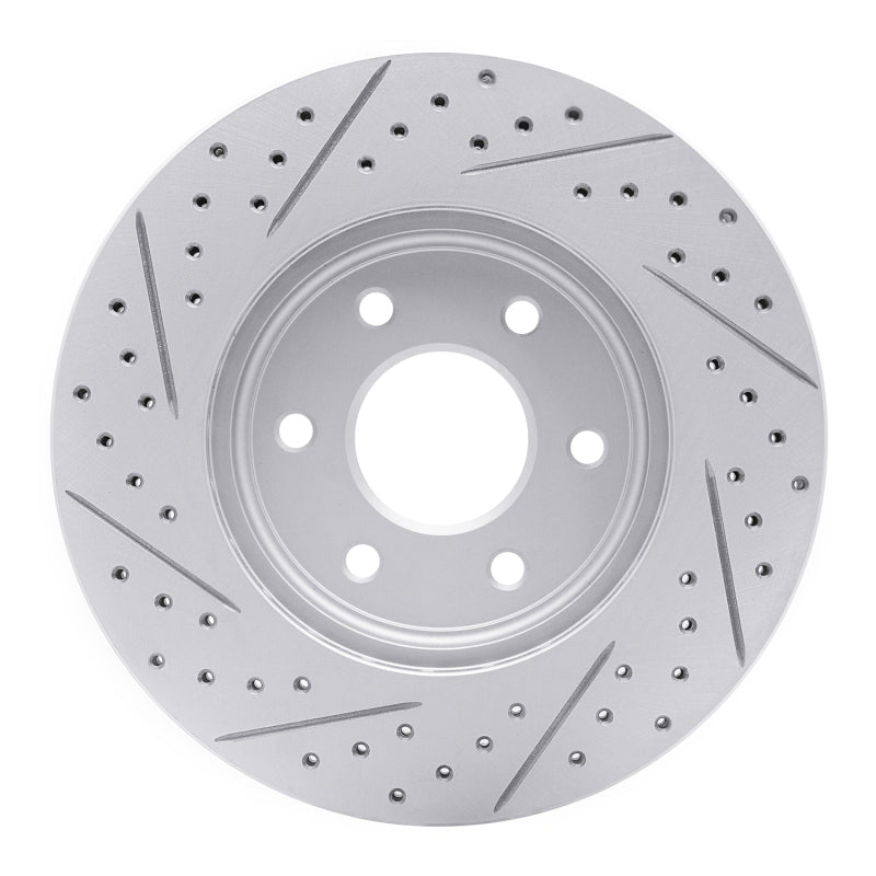 R1 05-25 Nissan Frontier Front Right Drilled & Slotted Geo-Carbon Rotor