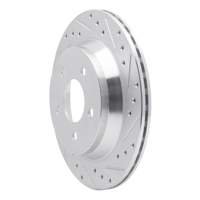 R1 94-04 Ford Mustang Rear Right Drilled & Slotted Silver Brake Rotor