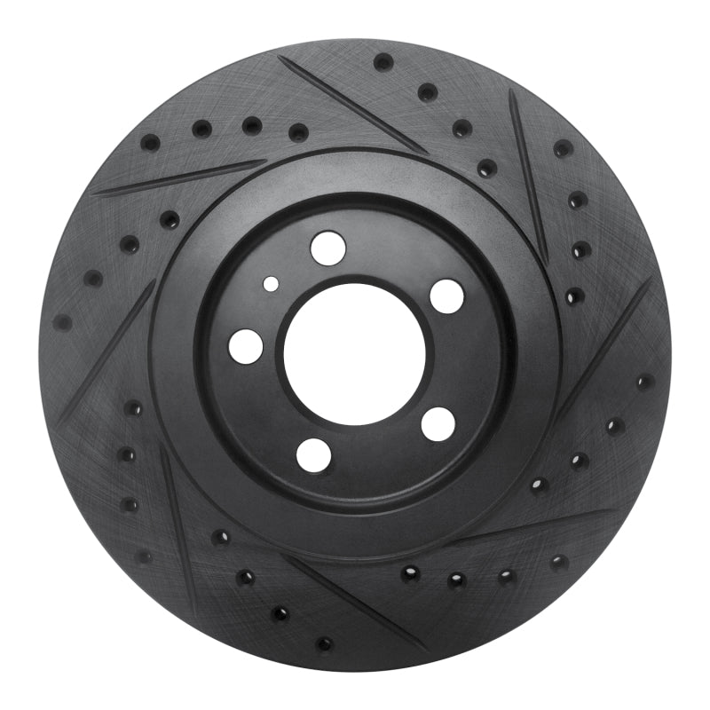 R1 92-95 Volkswagen Jetta Sedan Front Left Drilled & Slotted Black Brake Rotor