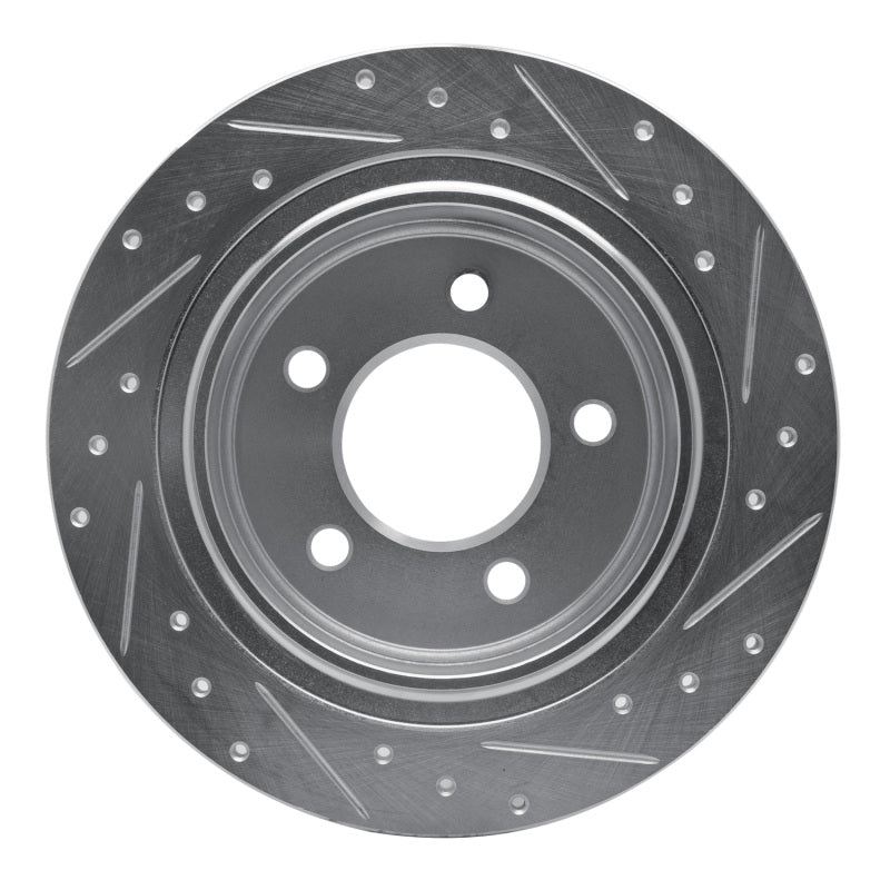 R1 04-08 Chrysler Pacifica Rear Left Drilled & Slotted Silver Brake Rotor