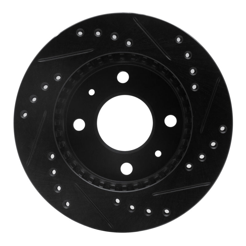 R1 95-00 Nissan 200SX Front Left Drilled & Slotted Black Brake Rotor
