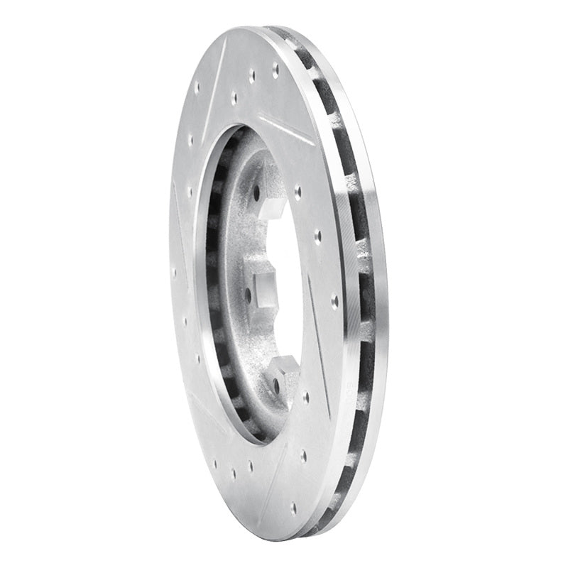 DFC 83-85 Nissan 720 Datsun Front Right Drilled & Slotted Silver Brake Rotor