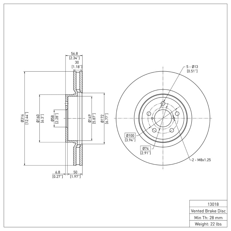 R1 05-18 Subaru Outback Front Brake Rotor