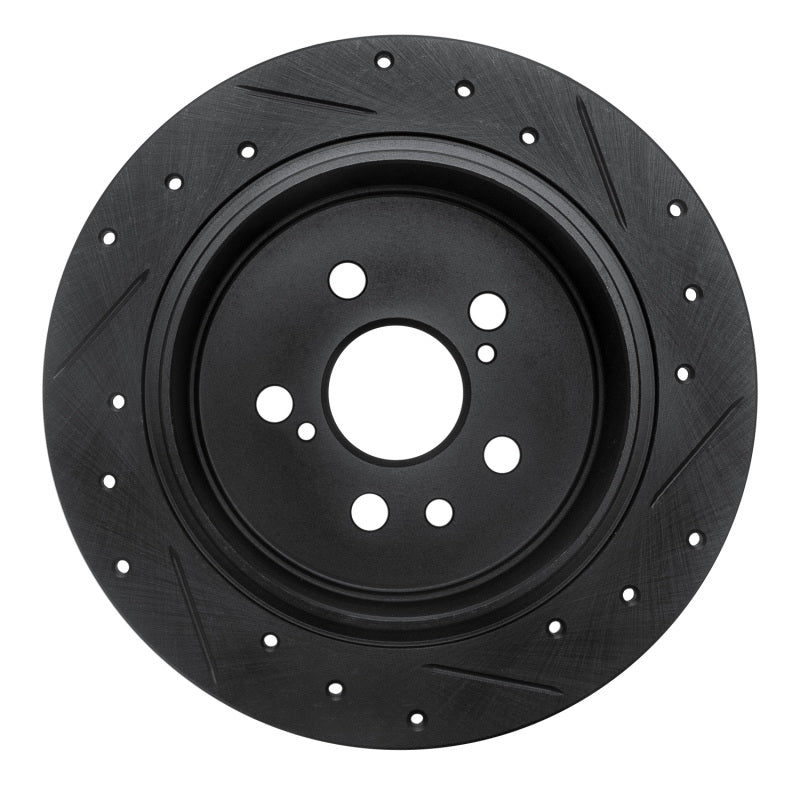 R1 96-99 Toyota Celica Rear Left Drilled & Slotted Black Brake Rotor
