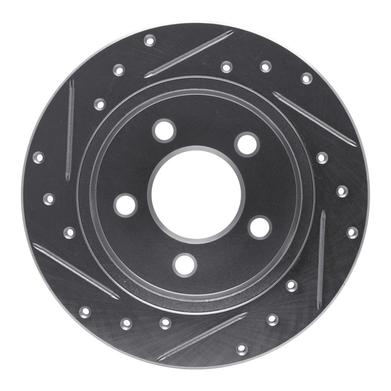 R1 94-04 Ford Mustang Rear Right Drilled & Slotted Silver Brake Rotor