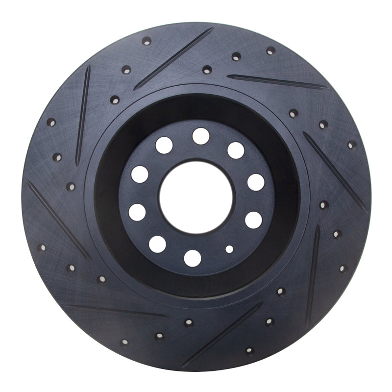 R1 16-25 Audi Q3 Rear Right Drilled & Slotted Black Brake Rotor