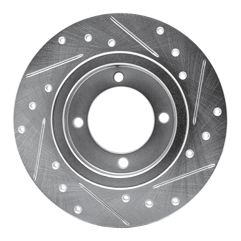 R1 74-75 Nissan 710 Front Left Drilled & Slotted Silver Brake Rotor