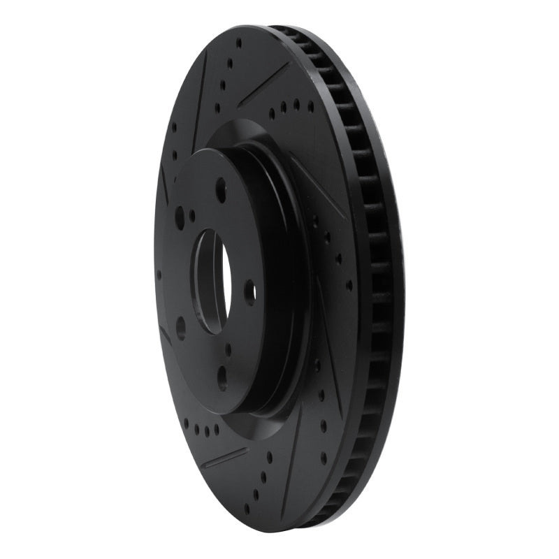R1 86-97 Toyota Supra Rear Left Drilled & Slotted Black Brake Rotor