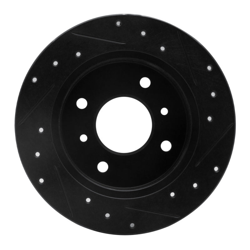 R1 90-06 Infiniti G20 Rear Left Drilled & Slotted Black Brake Rotor