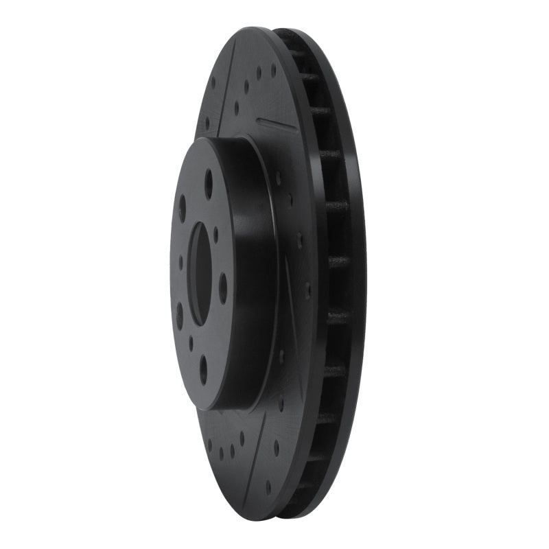 R1 88-93 Toyota Celica Front Left Drilled & Slotted Black Brake Rotor