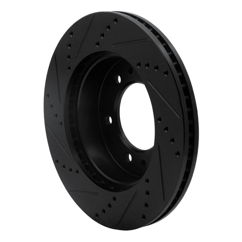 R1 06-10 Hummer H3T Front Right Drilled & Slotted Black Brake Rotor