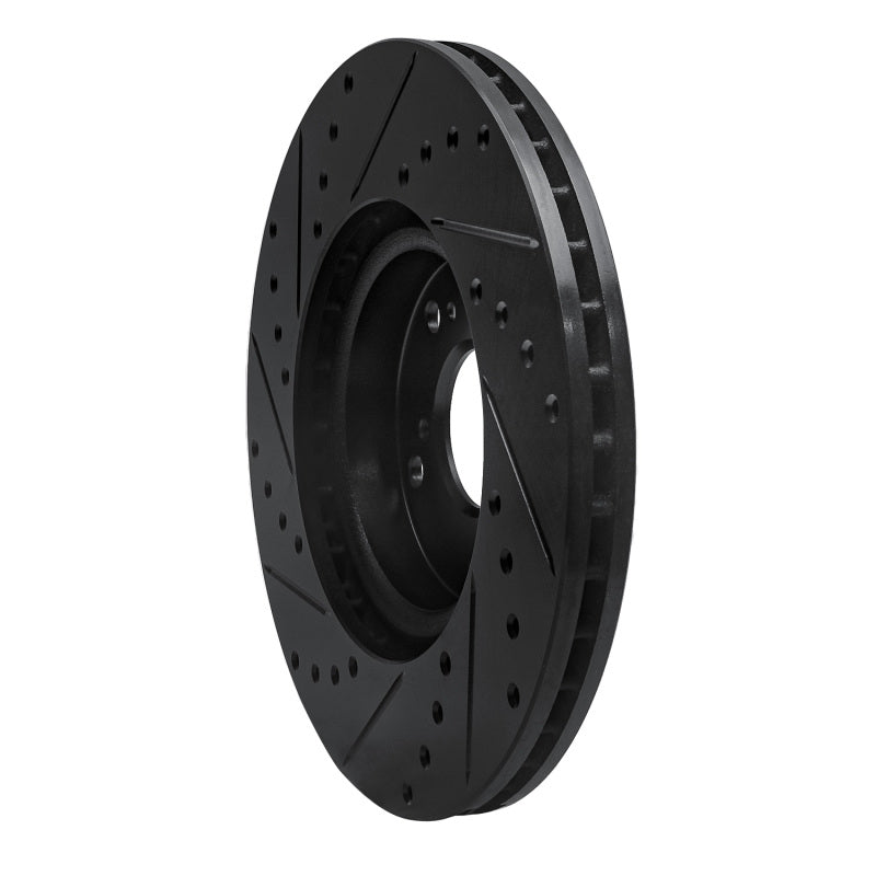 R1 06-14 Honda Ridgeline Rear Right Drilled & Slotted Black Brake Rotor