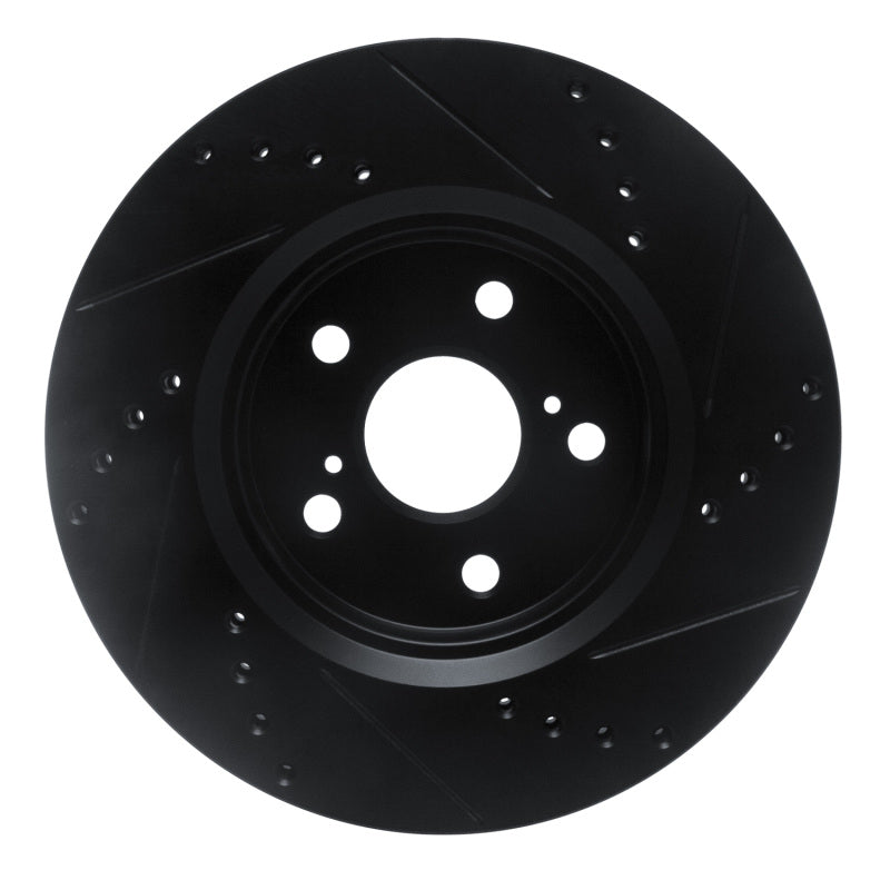 R1 18-22 Toyota C-HR Front Left Drilled & Slotted Black Brake Rotor