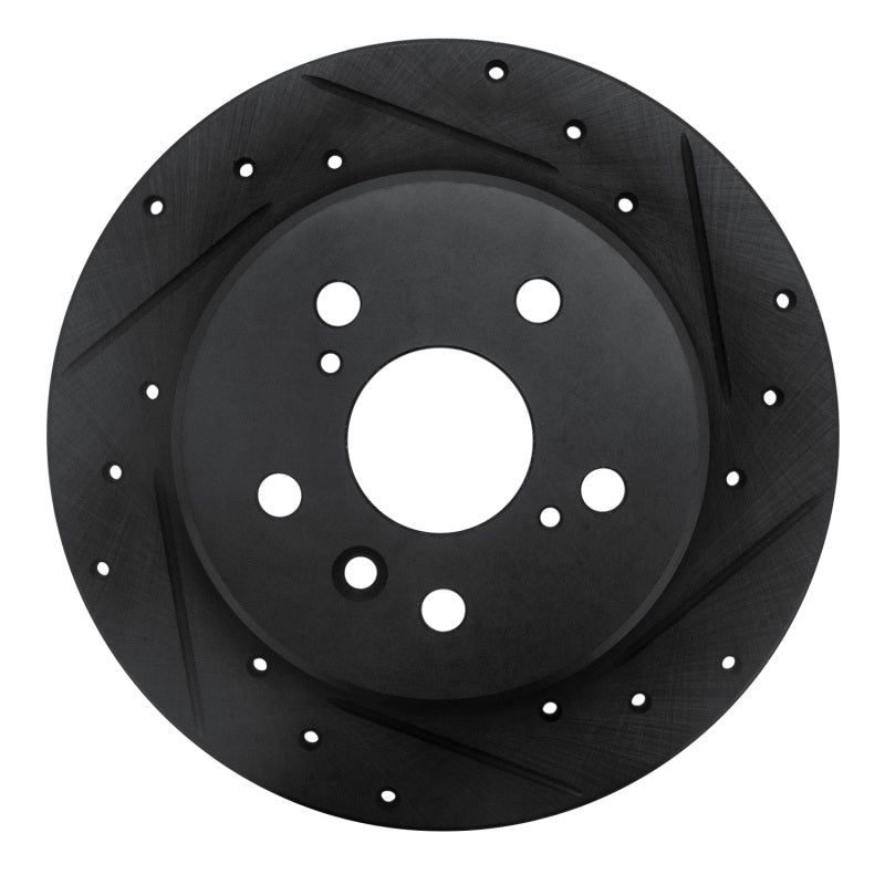 R1 92-03 Lexus ES300 Rear Right Drilled & Slotted Black Brake Rotor
