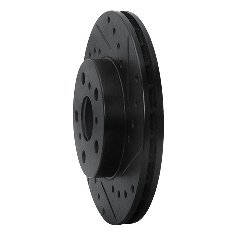 R1 90-91 Toyota Celica Front Right Drilled & Slotted Black Brake Rotor
