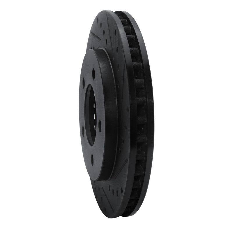 R1 97-02 Ford Expedition Front Right Drilled & Slotted Black Brake Rotor