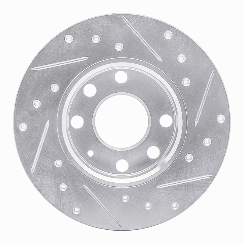 R1 88-89 Pontiac LeMans Front Right Drilled & Slotted Silver Brake Rotor