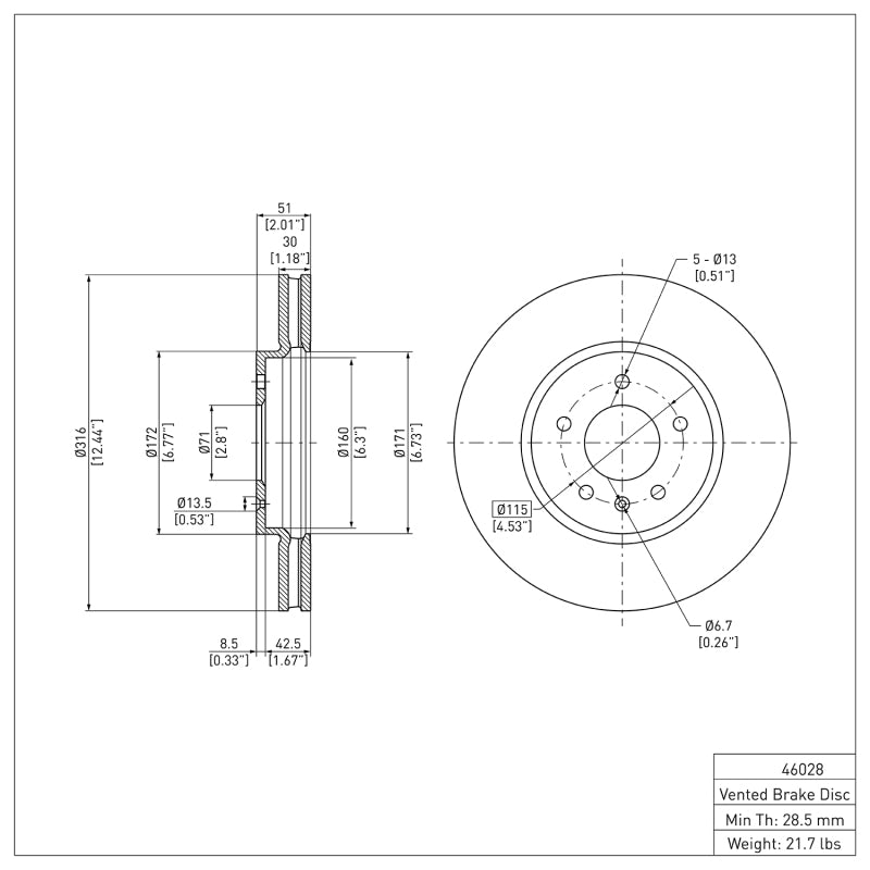 R1 09-11 Cadillac STS Front Brake Rotor
