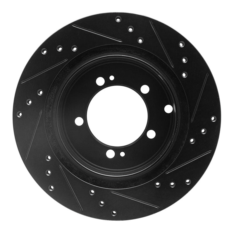 R1 93-99 Dodge STEALTH Rear Left Drilled & Slotted Black Brake Rotor