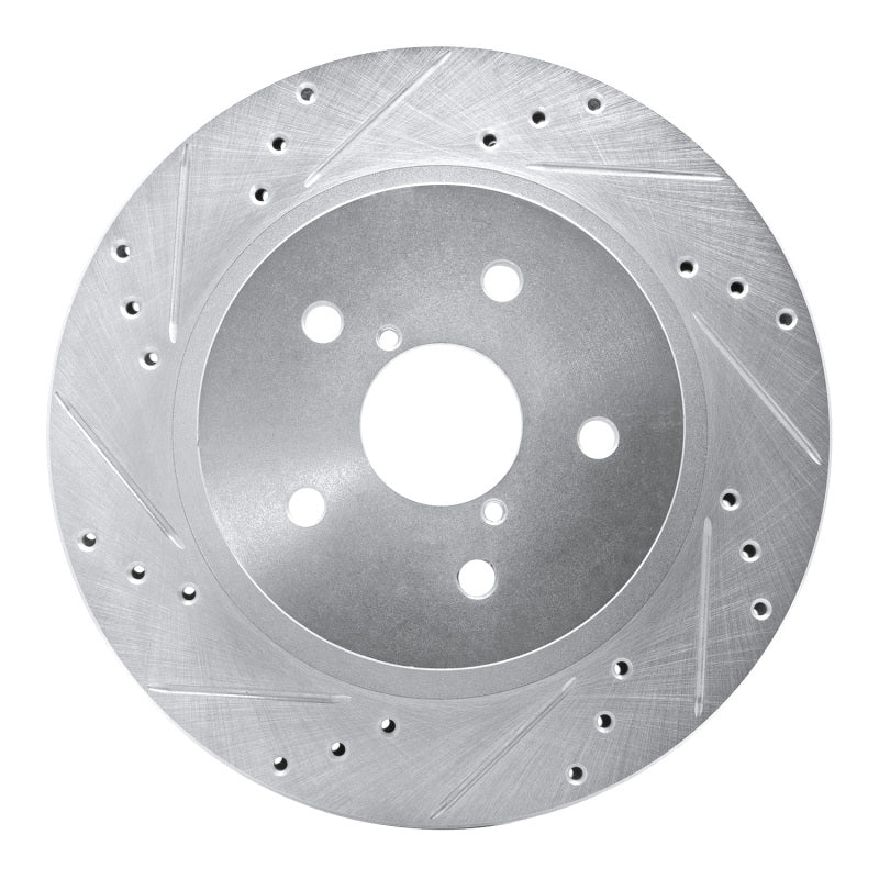 R1 2015-2025 Subaru Outback Rear Left Drilled & Slotted Silver Brake Rotor