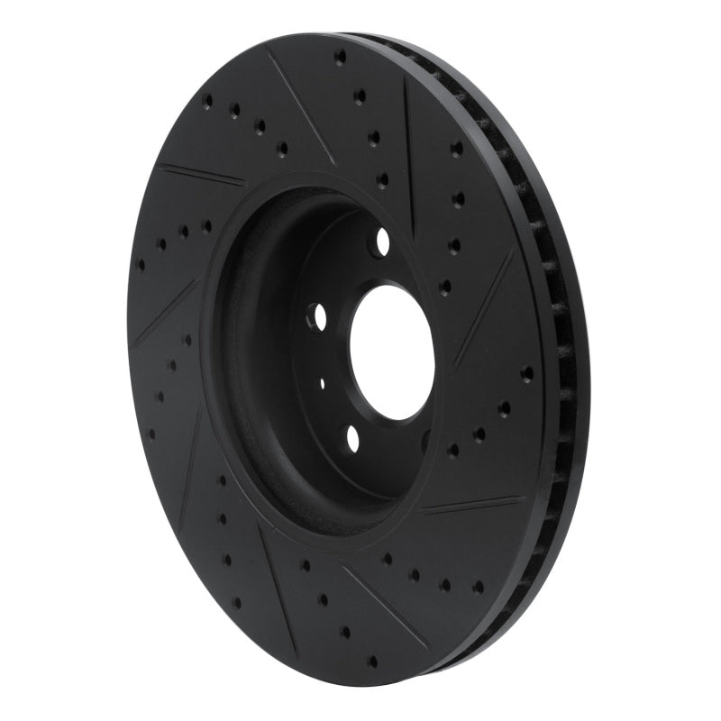 R1 2011-2017 Audi A4 Allroad Front Left Drilled & Slotted Black Brake Rotor