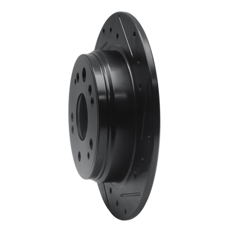 R1 02-04 Honda CR-V Rear Right Drilled & Slotted Black Brake Rotor