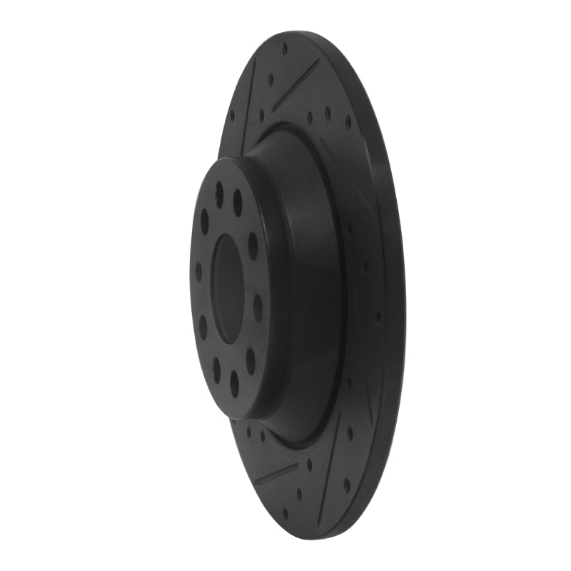 R1 16-25 Audi TT Quattro Rear Left Drilled & Slotted Black Brake Rotor