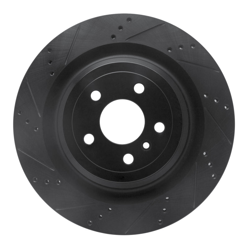 R1 13-19 Mercedes-Benz GL350 Rear Left Drilled & Slotted Black Brake Rotor