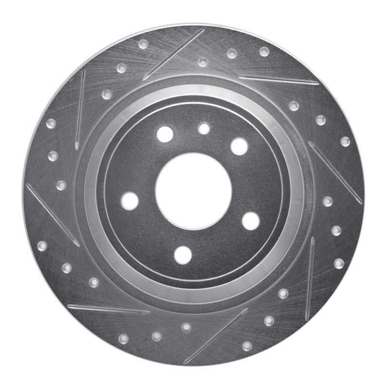 R1 13-20 Ford Fusion Rear Left Drilled & Slotted Silver Brake Rotor