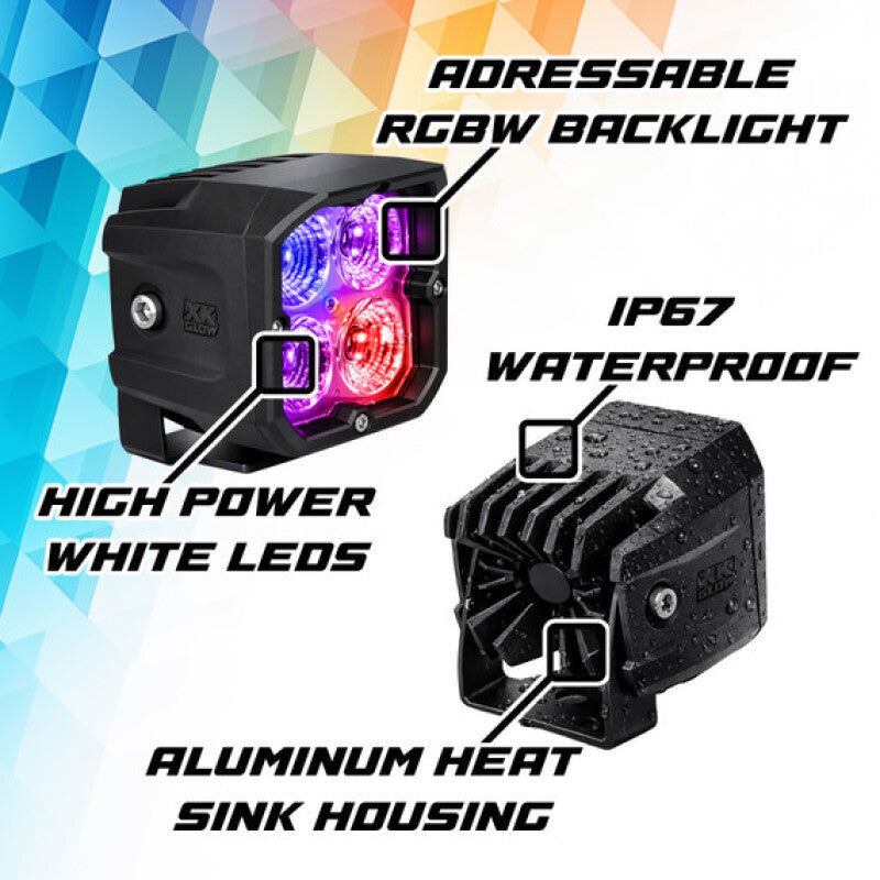 XKGlow XKmax RGBW Addressable Cube Light Kit - Fog Beam