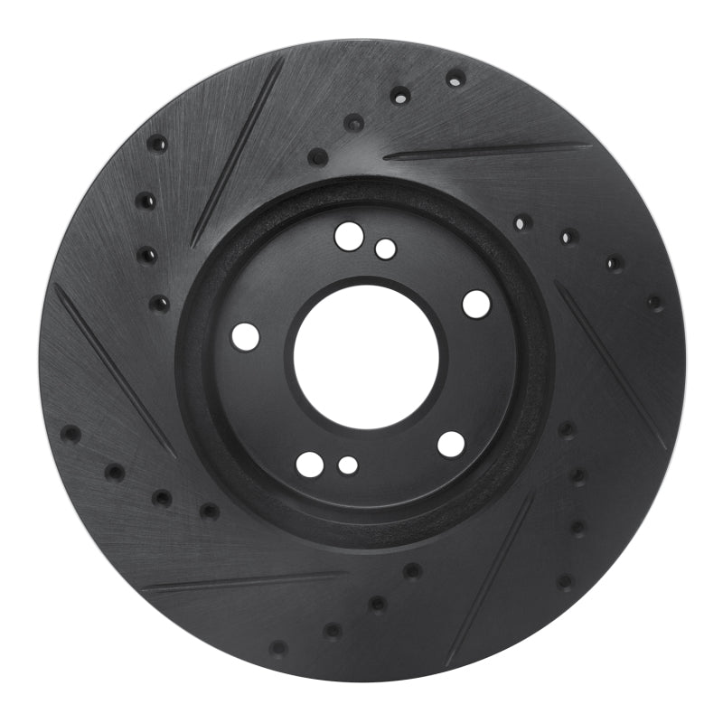 R1 89-90 Nissan 300ZX Front Right Drilled & Slotted Black Brake Rotor