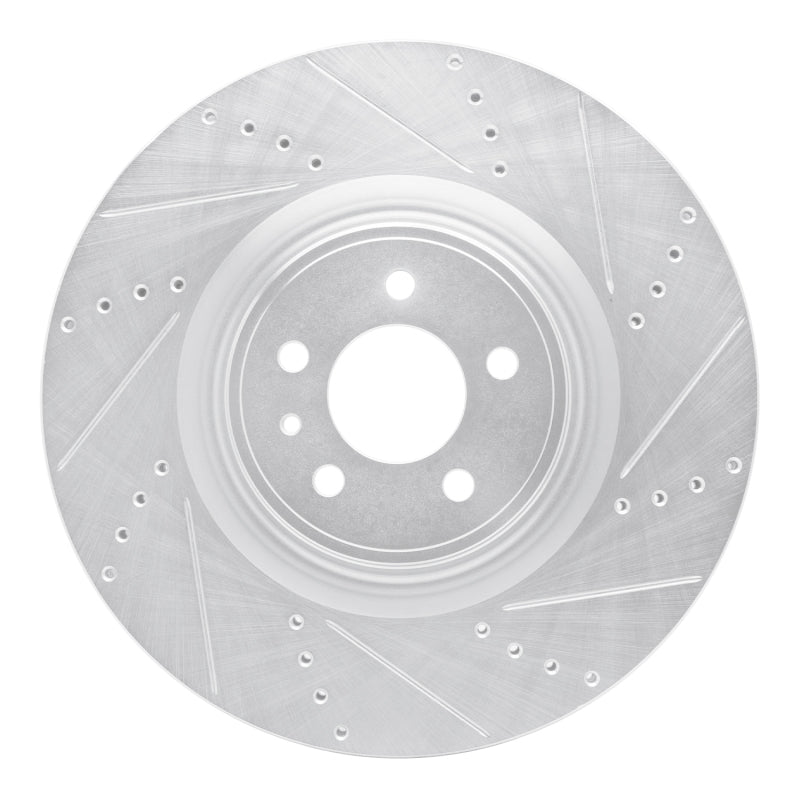 R1 13-14 Ford Mustang Front Right Drilled & Slotted Silver Brake Rotor