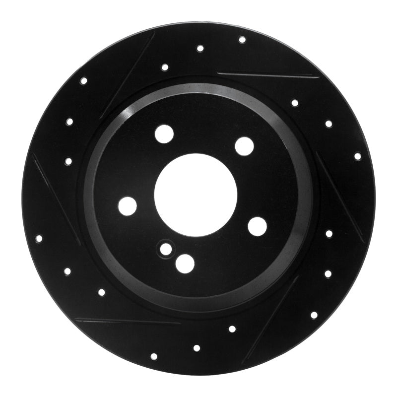 R1 03-16 Mercedes-Benz E280 (Canada) Rear Left Drilled & Slotted Black Brake Rotor