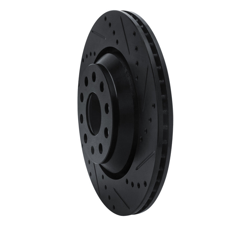 R1 15-25 Volkswagen GTI Rear Right Drilled & Slotted Black Brake Rotor