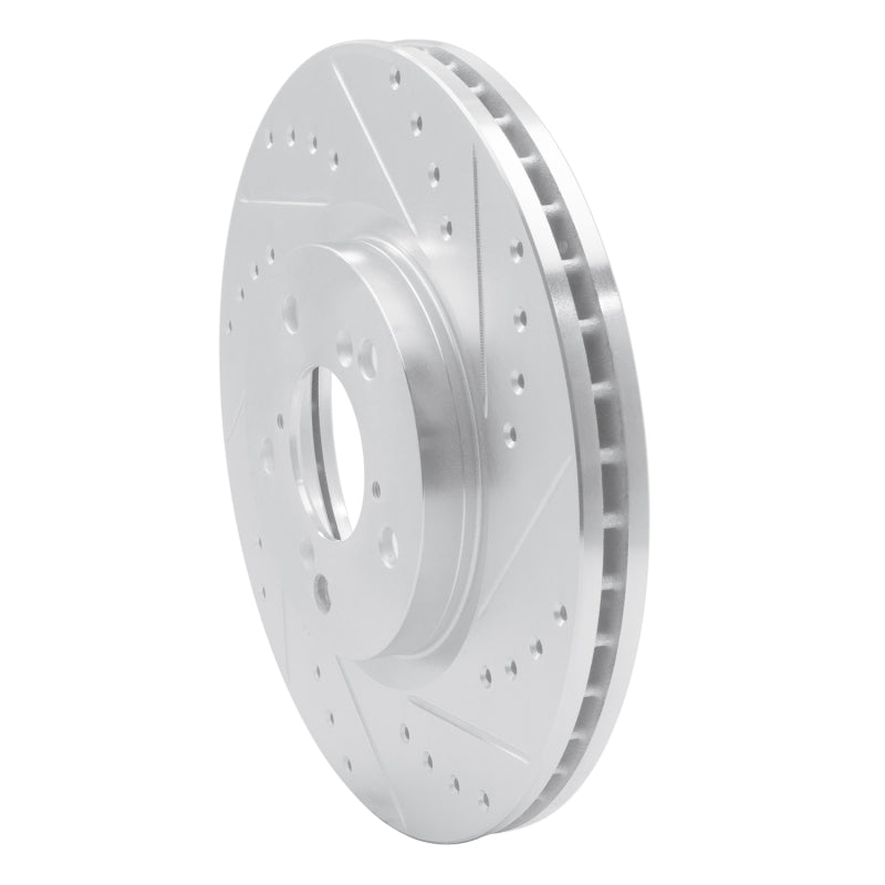 R1 06-14 Honda Ridgeline Front Right Drilled & Slotted Silver Brake Rotor