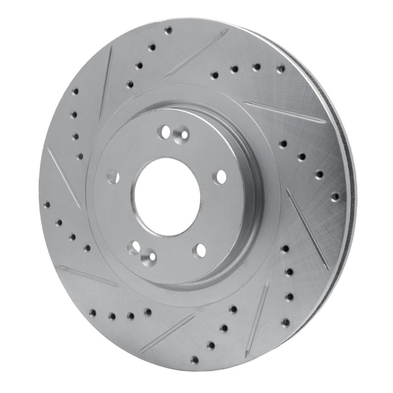 DFC 13-20 Hyundai Santa Fe Front Left Drilled & Slotted Silver Brake Rotor