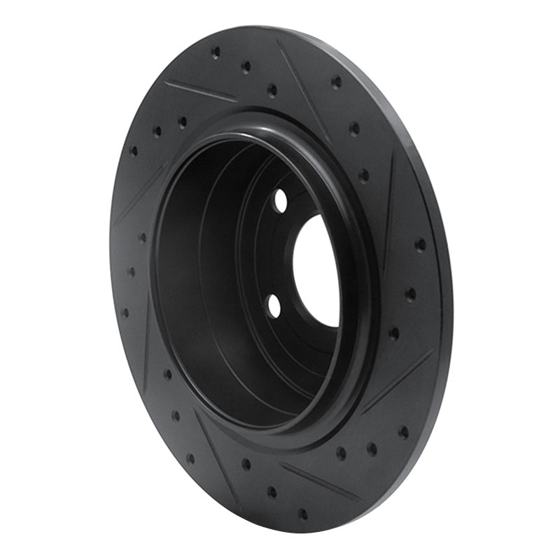 R1 99-10 Saab 9-5 Rear Left Drilled & Slotted Black Brake Rotor