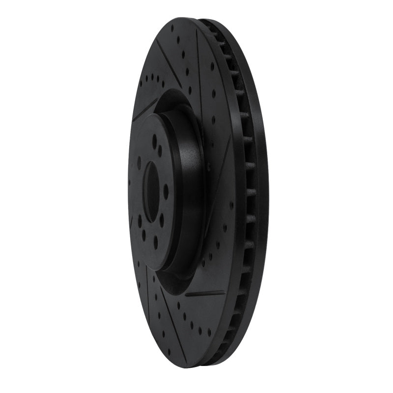 R1 07-09 Mercedes-Benz GL320 Front Right Drilled & Slotted Black Brake Rotor